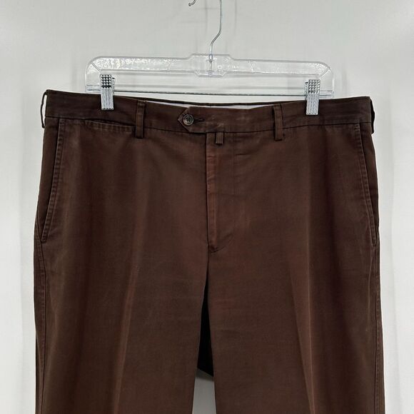 FACONNABLE Men's Brown Straight Leg 100% Cotton Dress Pants Size 36 - Picture 3 of 6